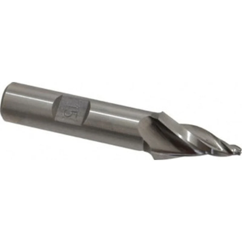 Made in USA 15 per Side 3/32 Small End Diam 1 LOC 3-Flute High Speed Steel Tapered Square End Mill Uncoated, 1/2 Shan...